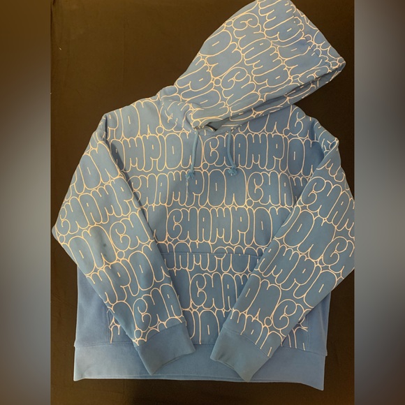 Men’s Light Blue Champion Reverse Weave Hoodie - Picture 2 of 2